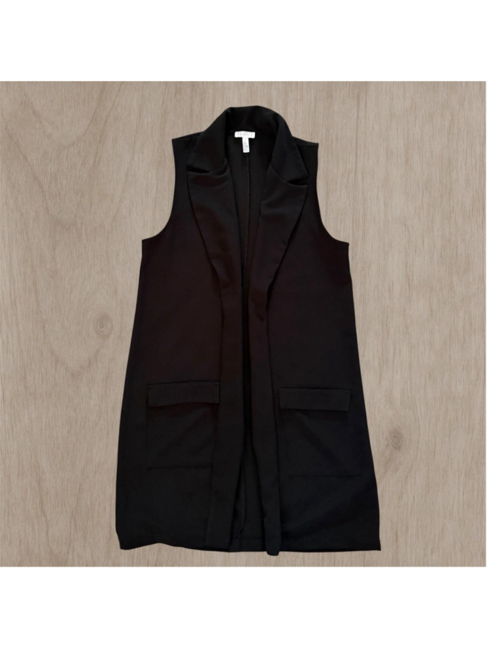 Leith Long Sleeveless Blazer Vest – Black, Size S, EUC